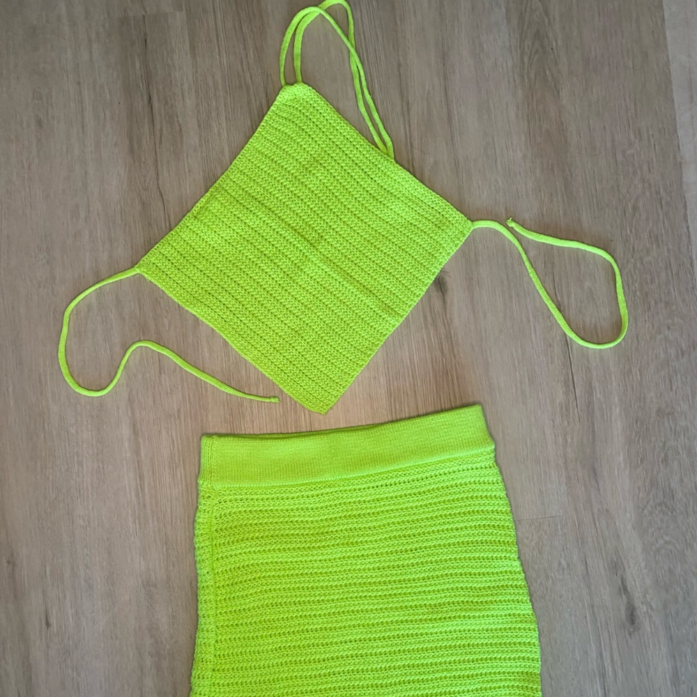 Fashion Nova Neon Green Skirt Set